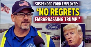 A Ford employee who was suspended for referring to Trump as a "pedophile protector" had "no regrets" about "embarrassing" the president