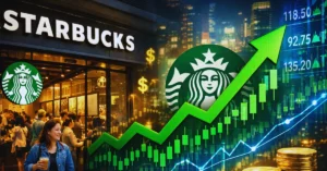 Starbucks stock is rising as the coffee chain's traffic increases for the first time in two years