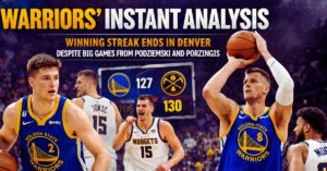 Warriors' instant analysis: Winning streak ends in Denver despite big games from Podziemski and Porzingis