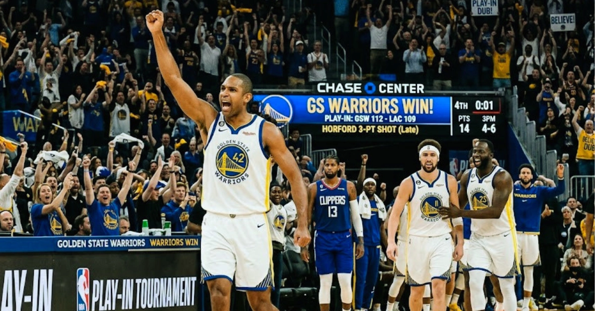 Al Horford's late three-pointers lead the Warriors to a play-in win against the Clippers