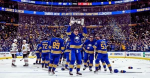 The Sabres defeat the Blackhawks and clinch the Atlantic Division crown