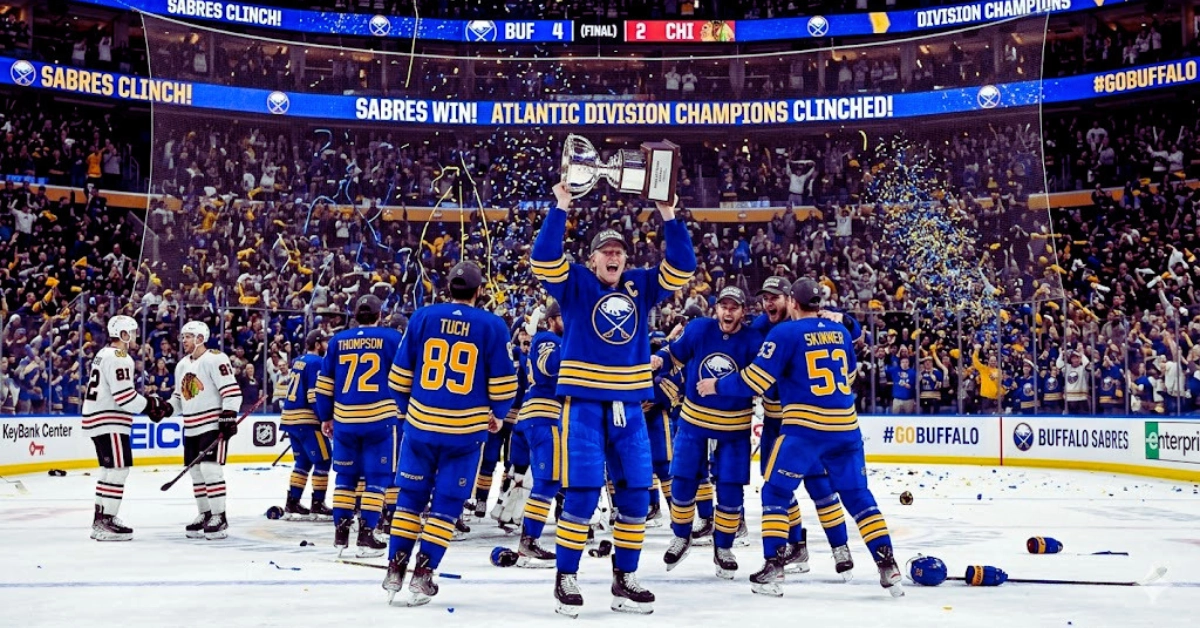 The Sabres defeat the Blackhawks and clinch the Atlantic Division crown